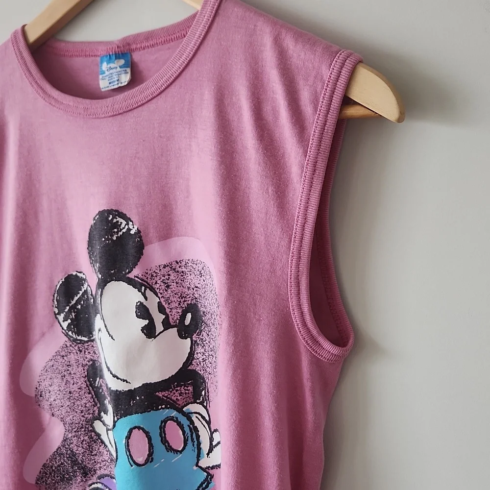 Vintage 1980’s Original Disney Mickey Mouse Pink Tank Top Shirt Women’s Medium - Picture 2 of 8